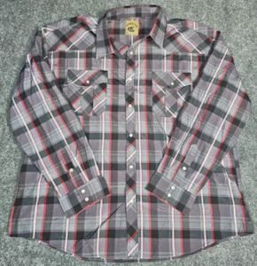 Coevals Club Pearl Snap Hemd Herren 3XL rot weiß schwarz kariert Western - Bild 1 von 6