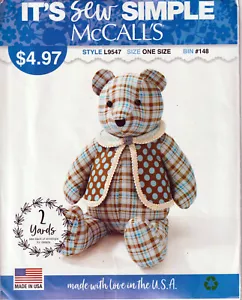 18 Zoll Memory Teddybär und Weste McCalls Nähmuster L9547 ist so einfach - Bild 1 von 2