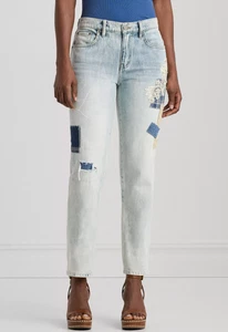 Jeans Ralph Lauren patchwork rilassati conici alla caviglia - taglia 10/30 - vendita al dettaglio $195 - Foto 1 di 8
