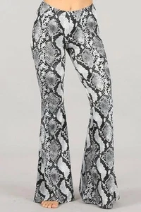 Pantalones elásticos Chatoyant para mujer medianos de piel de serpiente con fondo de campana grises NUEVO - Imagen 1 de 10