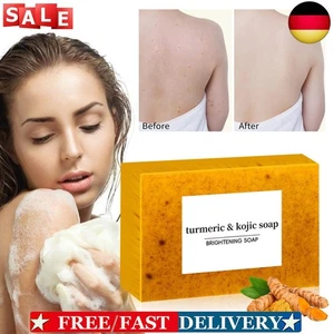 Zitronen-Kurkuma-Kojisäure-Seife, Duschseife, 100 g, mit Schaumnetz für die Haut - Bild 1 von 12