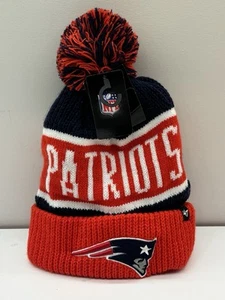 NEW ENGLAND PATRIOTS Knit Pom Winter Cuffed Hat Beanie NWT ‘47 Brand NFL - Picture 1 of 11