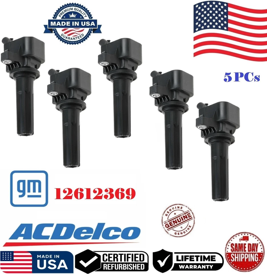 ✅Juego genuino de 5 bobinas de encendido ACDelco 2006-12 Chevrolet GMC Hummer # 12612369 Foto 1 de 2