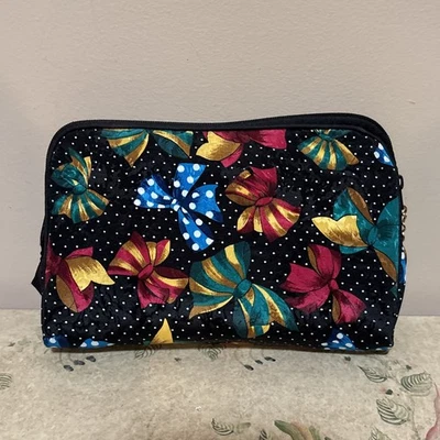 Винтажный Christian Dior туалетных принадлежностей Дамская сумка косметики чехол ленты Dot холст 6220h2 - Изображение 1 из 4