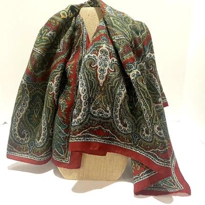 De Colección Arte de la Bufanda para el Estante 30"x30" Paisley Bufanda Verde Dorado Rojo Italia Foto 1 de 4