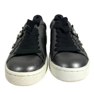 Coach Teerose Blumenmuster Low-Top Leder Sneaker Damengröße 7B Gunmetal – Zinn - Bild 1 von 10
