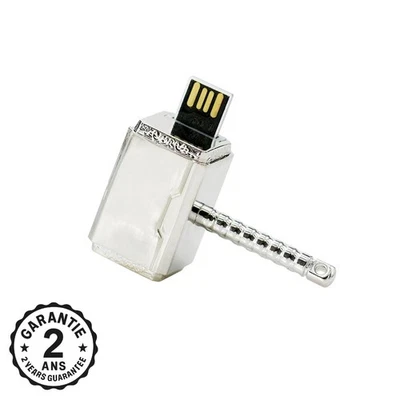 Clé USB 2.0 Marteau de Thor Mjolnir 256 128 64 32 16 8 4 Go PC Mac Android Métal - Photo 1/4