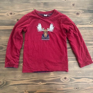 Boys Janie and Jack Red Moose Long Sleeve Tee S Winter Embroidered Thick Top - Picture 1 of 5