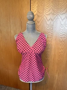 St Johns Bay Tankini Swimsuit Women's Size 14 - Hot Pink & Black Polka Dots - Bild 1 von 7