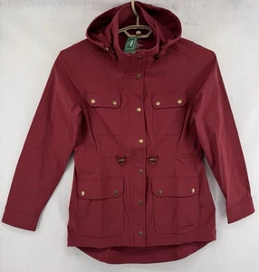 LL Bean Boundless Softshell Rain Jacket Womens Sz SMALL Hooded Stretch Red Wine - Picture 1 of 12