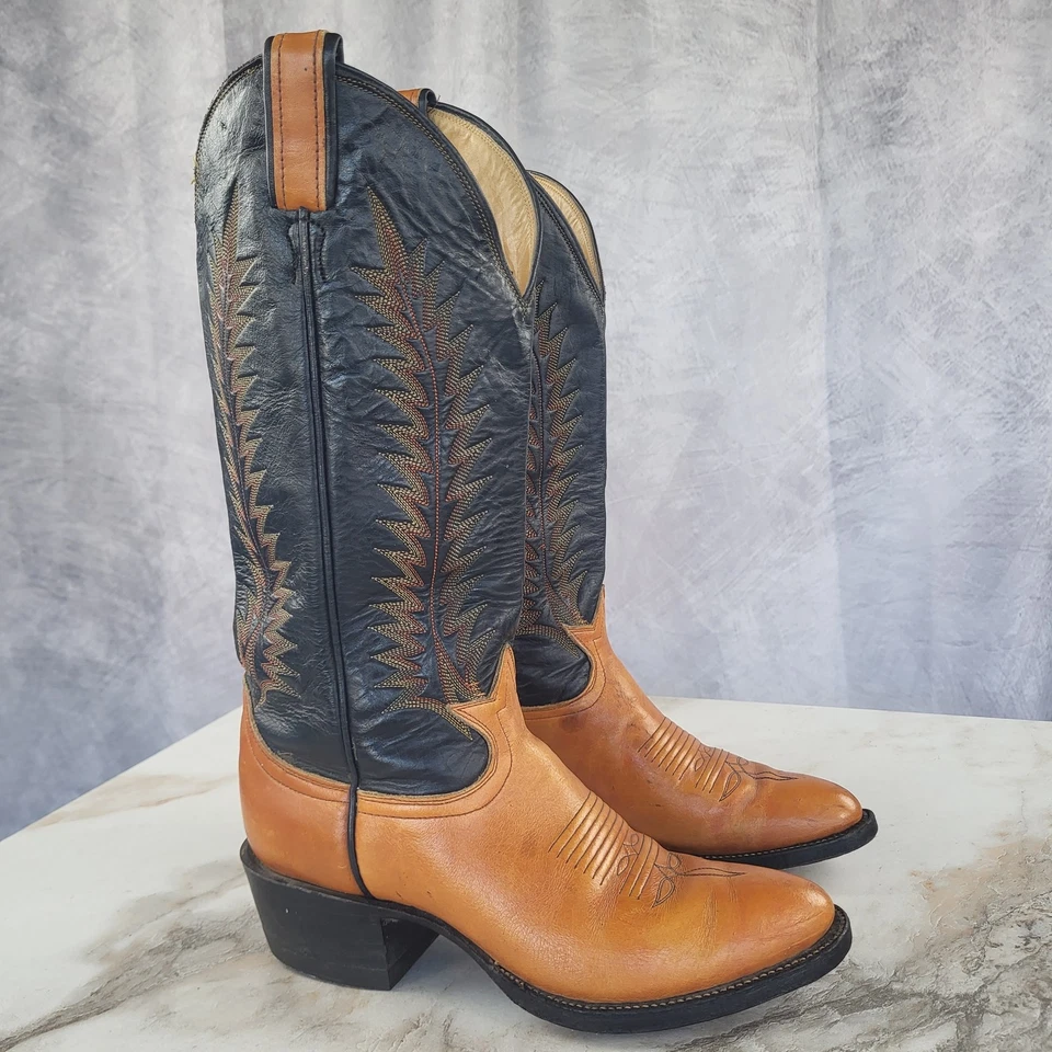 Винтажные женские ковбойские сапоги Tony Lama размер 5,5 B вестерн кожа 6522 США 90-е - Изображение 1 из 4