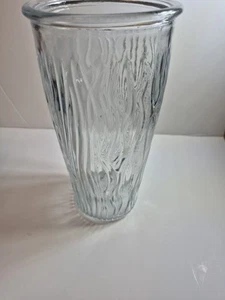 Vtg Clear Glass Vase Reed Branches Line Pattern Heavy 9.75" H Art Nouveau Style - Picture 1 of 6