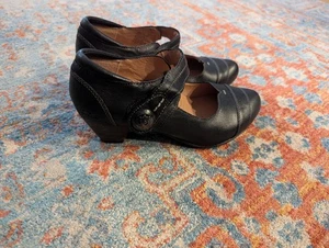 Taos Angel Women’s 7 Mary Jane Heel Shoe Leather Black Hook And Loop Strap - Picture 1 of 9