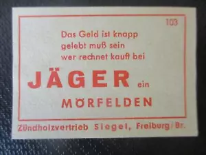 (14153) Reklame / Streichholzetikett Jäger, Mörfelden - Bild 1 von 1
