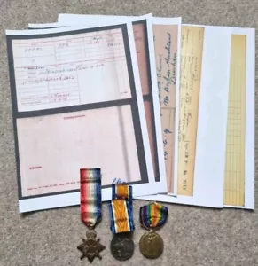 WW1 British Medal Trio Thomas/Thompson Potts Royal Artillery WIA Bishop Auckland - Picture 1 of 12