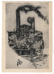 1956 "Gasworks" por Renzo Vespignani pintor italiano antigua postal rusa - Imagen 1 de 2