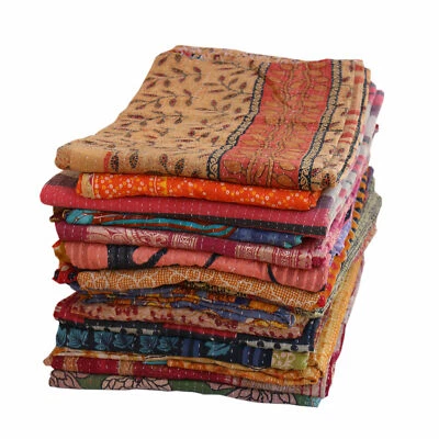 Wholesale Lot Of Indian Vintage Kantha Quilt Handmade Throw Reversible Blanket - Image 1 of 3