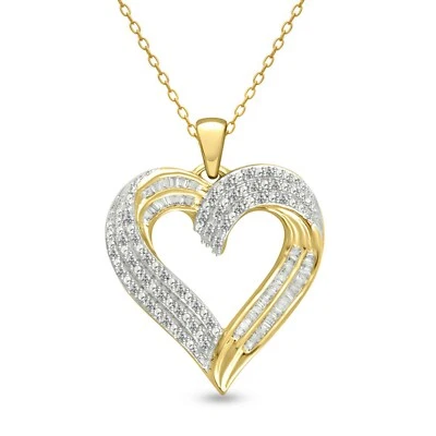 Colgante Corazón Diamante TDW Regalo San Valentín Oro Amarillo 14k Sobre Plata 1/2 CT Foto 1 de 4