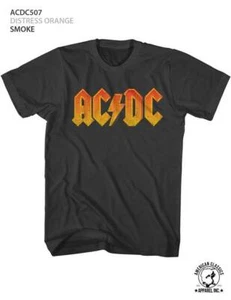 AC/DC Distressed Orange Smoke Adult T-Shirt - Picture 1 of 2