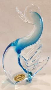 Artas Murano Glass Blue And Clear Swan 6 1/2" Tall Figurine Paperweight Org Stic - Picture 1 of 7