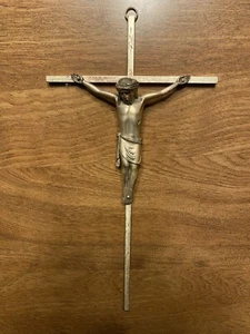 Crucifijo Cruz Metal Jesús Dios De Colección 10" Hecho en Alemania Occidental Religioso A5 - Imagen 1 de 12