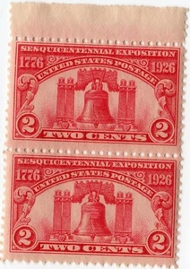 Scott #627 Liberty Bell Pair of Stamps - MNH - Picture 1 of 2