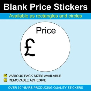 Circular Blank Price Stickers / Labels - A variety of sizes to choose from - Picture 1 of 11