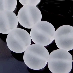 25 Frosted Sea Glass Round / Rocaille Beads - Matte Crystal 10mm - Picture 1 of 2