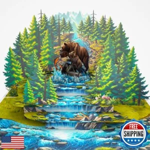 Pop Up Fathers Day Card, 6x8 inches Papa Bear Father's Day Card for Dad, Husb - Picture 1 of 5