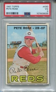1967 Pete Rose Topps Baseball #430 Cincinnati Reds PSA 3 VG 9839 - Picture 1 of 2