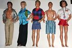 Vtg Lot Of 5 Mattel 1968 Barbie Ken Dolls With Clothes Twist N Turn