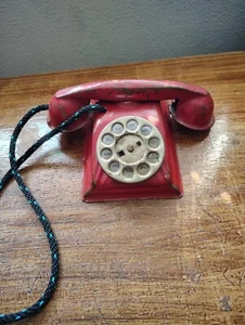 Vintage red toy Phone~ Steel "Dial A Phone" - Picture 1 of 5