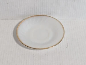 Vintage Feuerkönig Untertasse Teller weiß Goldrand Borte Wirbel Milchglas Ersatz - Bild 1 von 6
