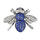 Blue Zirconia Studded Bee Sterling Silver Pin/Pendant