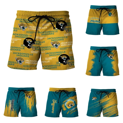Jacksonville Jaguars Mens Quick Dry Beach Shorts Summer Swim Trunks with Pockets Cover