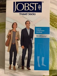 NEW Jobst Mens Womens Travel Compression Socks Knee High 15-20mmHg BLACK SZ 5 - Picture 1 of 3