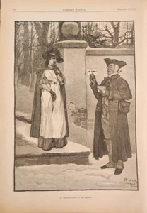 St Valentines Say In The Morning Expecting Card Howard Pyle Harper's Weekly 1881 - Picture 1 of 1