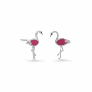 Pink Flamingo Earrings 925 Sterling Silver - Picture 1 of 2
