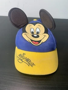 Disney Parks Authentic Blue & Yellow Mickey Mouse Baseball Hat Ears Youth Adjust - Picture 1 of 4