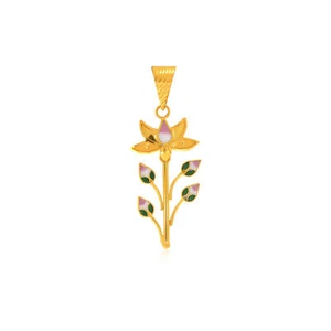 Joyería colgante de oro esplendor de loto de oro amarillo de 22 quilates... - Imagen 1 de 5