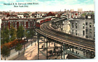 Elevated Railroad Curve At 110th Street New York City Postcard