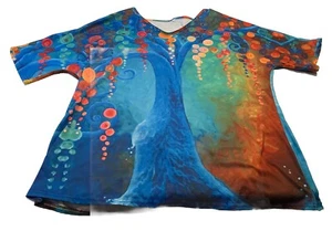 Camiseta Top Tree of Life Colorida Pintura Acuarela 3XL Plus Mezcla Algodón - Imagen 1 de 6