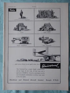 11/1955 PUB BLACKBURN GENERAL AIRCRAFT UNIVERSAL FREIGHTER ORIGINAL ANZEIGE - Bild 1 von 1