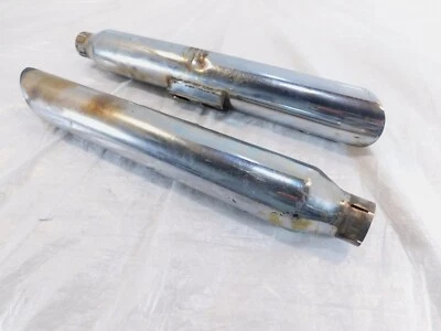 2009 Harley Davidson Dyna FXDB Street Bob Pair Chrome Exhaust Pipe Mufflers - Image 1 of 4