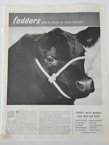 Fedders Home 1952 refrigerador congelador vaca negra está ahí carne tu futuro anuncio - Imagen 1 de 1