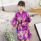 Summer Girls Cardigan Imitation Silk Flower Bathrobe Girl Kimono Nightgown