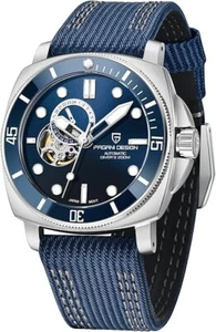 Pagani Design Men’s Automatic Watches Japan NH39 Mechanical Skeleton Blue Nylon - Picture 1 of 10