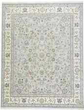 Allover Floral Design Handmade 8X10 Indo-Nain Oriental Rug Dining Room Carpet