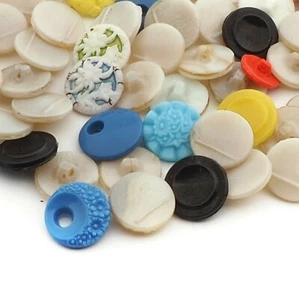 Lot (59) vintage Deco Czech unfinished glass buttons  - Picture 1 of 3