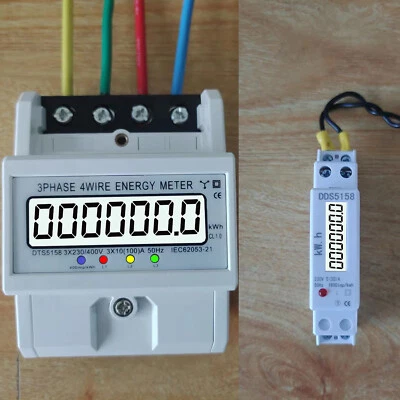 1/3-Phasen AC LCD Wechselstromzähler Stromzähler Für DIN Hutschiene Solarpanel - Bild 1 von 4